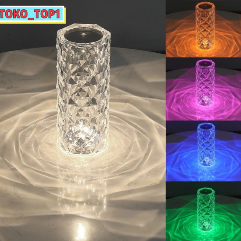 LAMPU MEJA CRYSTAL  / LAMPU LED CRYSTAL DIAMOND TABEL LAMPU 12 WARNA  / 12 COLOUR LIGHT RGB / LAMPU MEJA REMOT