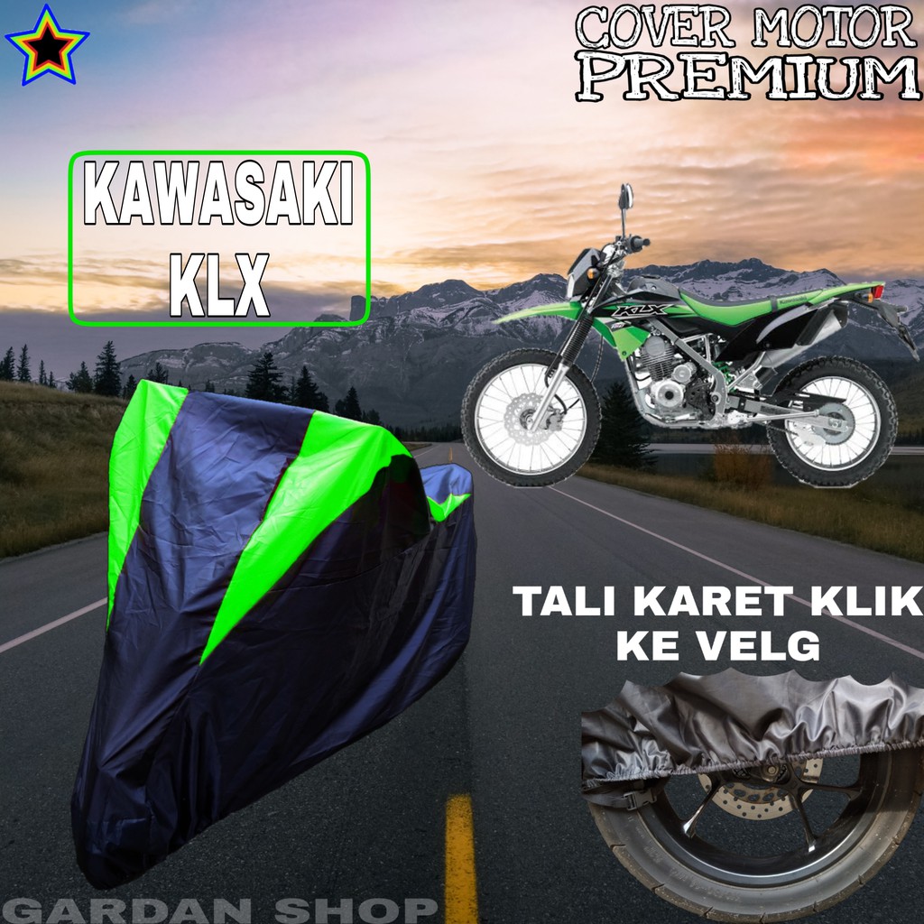 Sarung Motor KAWASAKI KLX Hitam HIJAU Body Cover Penutup Pelindung Motor Kawasaki PREMIUM