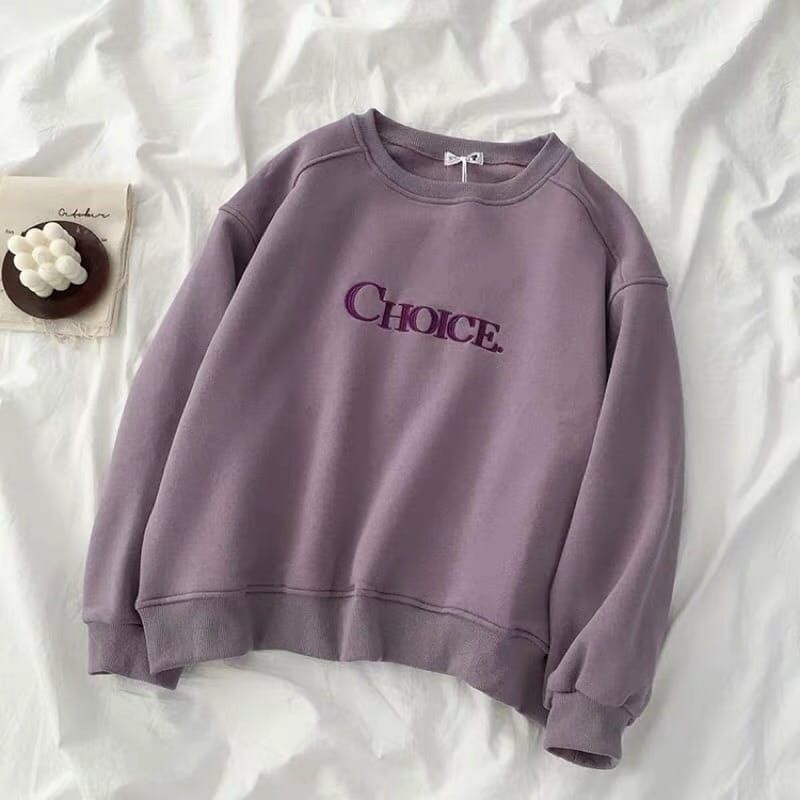 CHOICE BORDIR SWEATER UNISEX FLEECE TEBAL TERBARU'