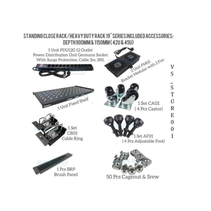 INDORACK CLOSE RACK 42U DEPTH 800MM PERFORATED DOOR - IR8042P