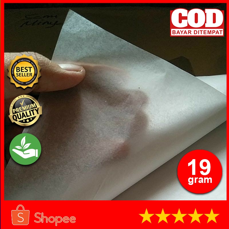 KERTAS SEMI MINYAK UKURAN BESAR 19 GSM / KUALITAS SUPER ISI 50 LEMBAR / WARNA PUTIH / KERTAS PACKAGI