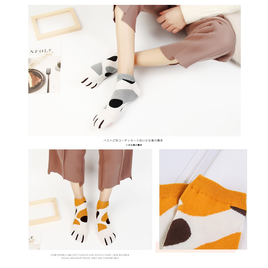 KK-08 READY INDO kaos kaki kucing semata kaki ankle socks cat paw import sock kocheng oren