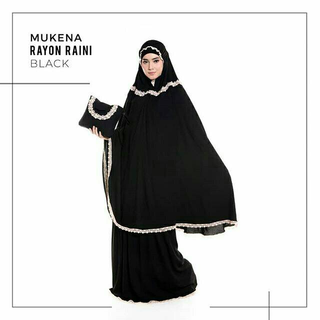Mukena Renda Rayon Hitam Polos