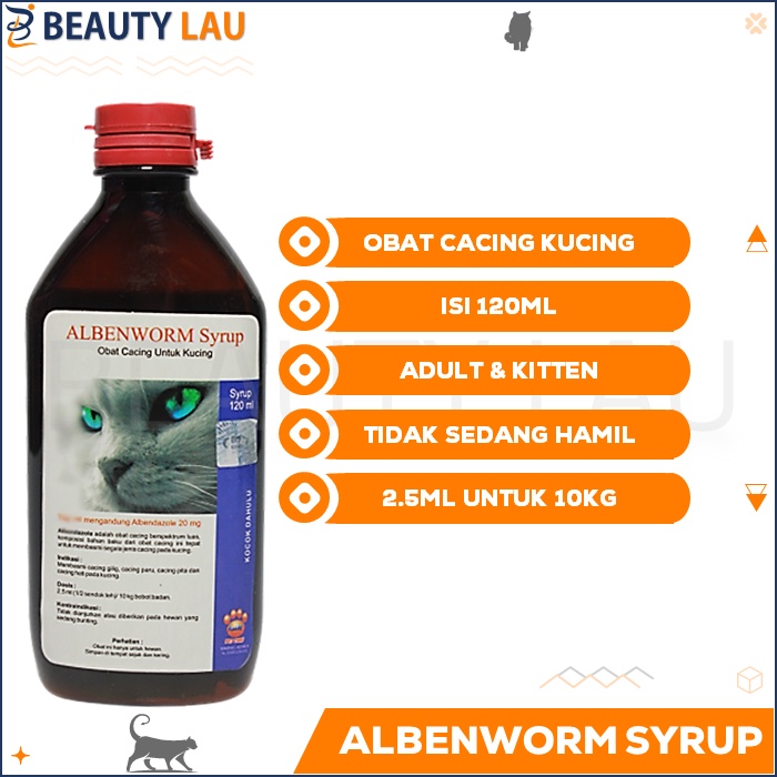 ALBENWORM SYRUP SIRUP ORIGINAL OBAT CACING KUCING KITTEN ADULT CAIR MURAH BERKUALITAS