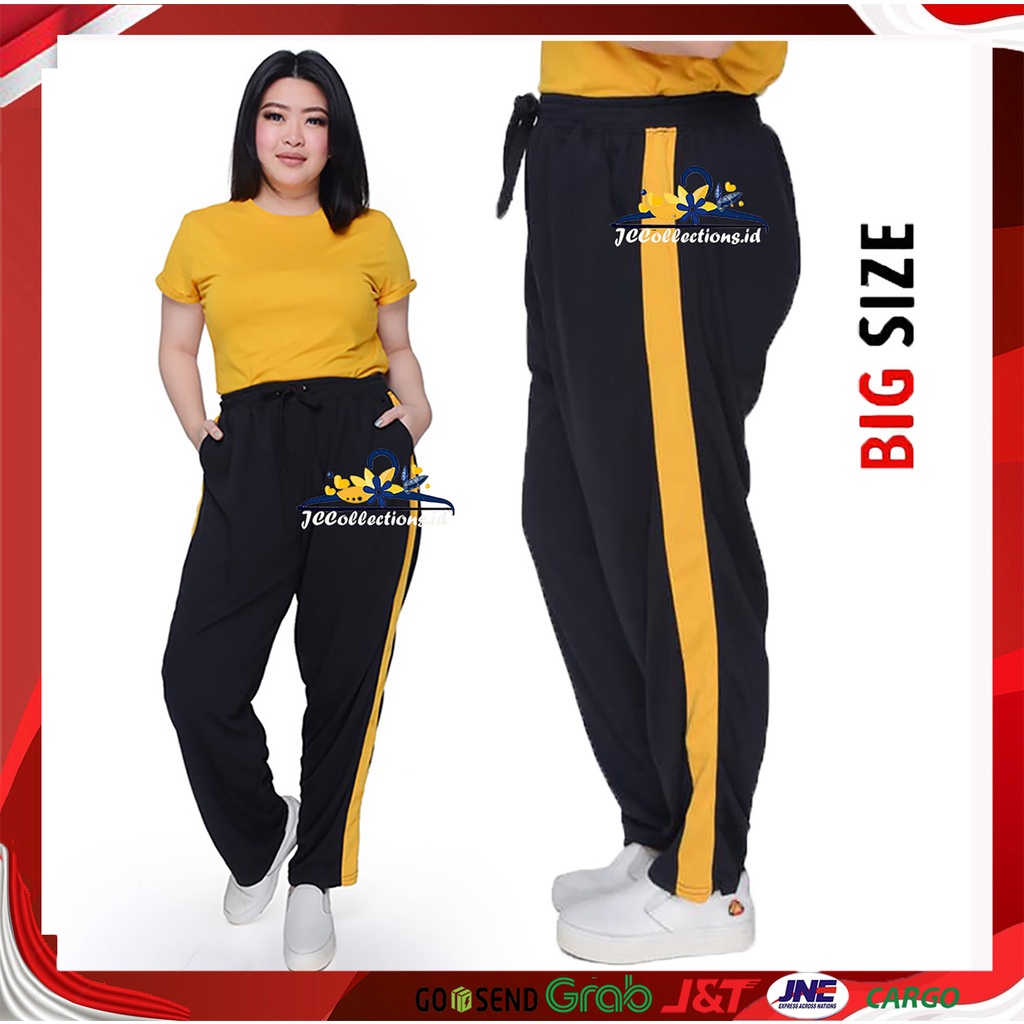 Celana Wanita Jumbop Jogger Big Size Side List Olahraga Ferra / Celana Training Wanita Jumbo - JCCollections