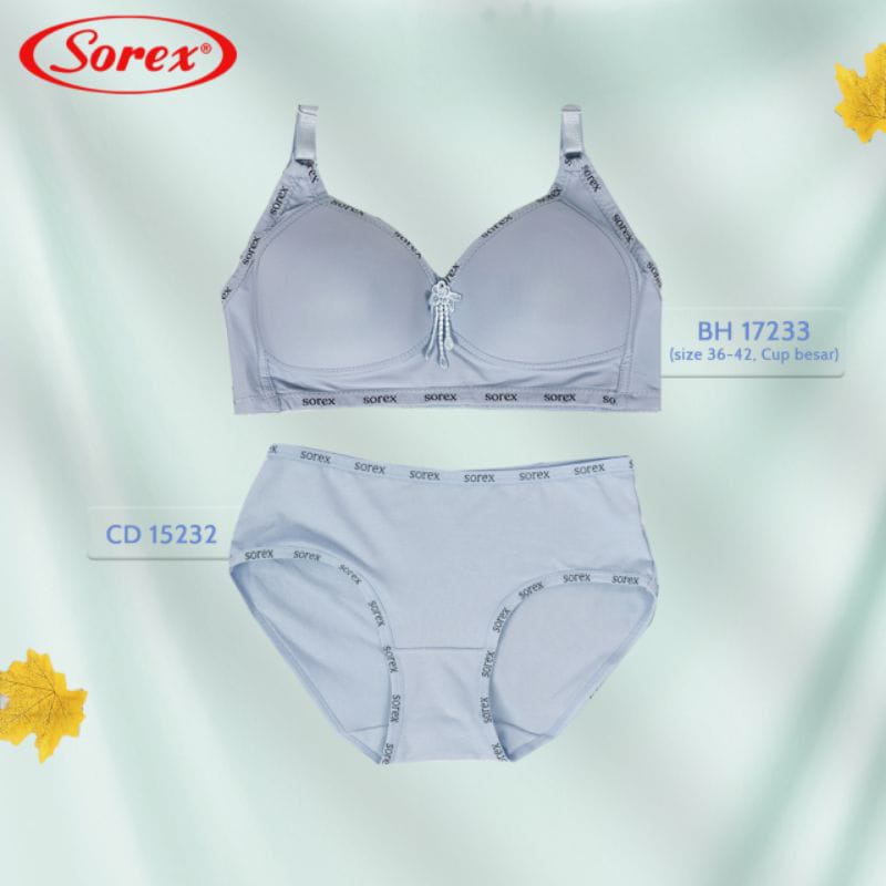 BH Sorex BIG CUP Busa Tipis 17233 Tanpa Kawat Kait 3 Setara Cup C | Bra Cup Besar Kancing Tiga Harian Casual Style Bra Wanita Dewasa Perempuan | Sguna