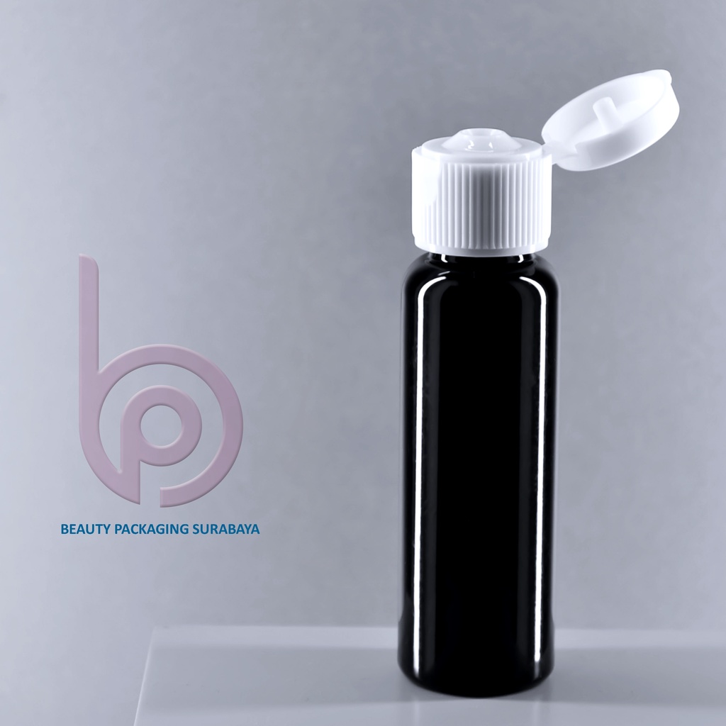 Botol Plastik PET 27ml BR Hitam Tutup Fliptop