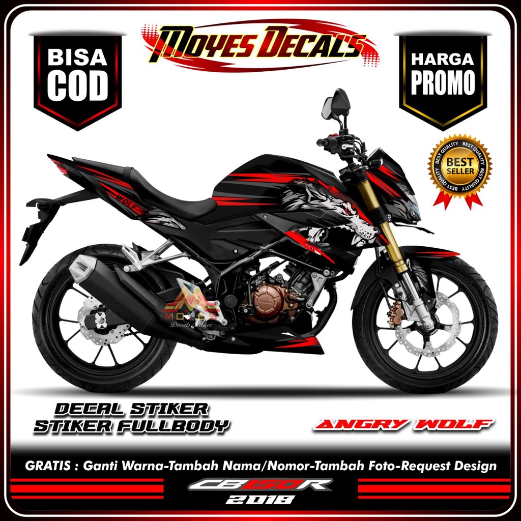 ( tersedia & cod ) decal stiker cb 150 r motif srigala stiker decal motor cb 150 r stiker motor cb 1
