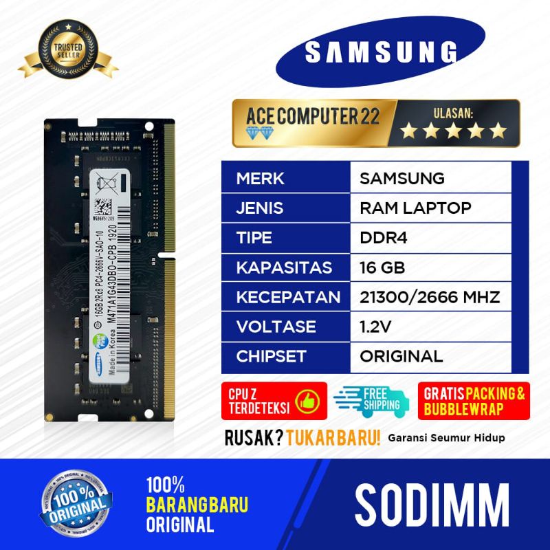 SAMSUNG SODIMM DDR4 16GB PC 21300