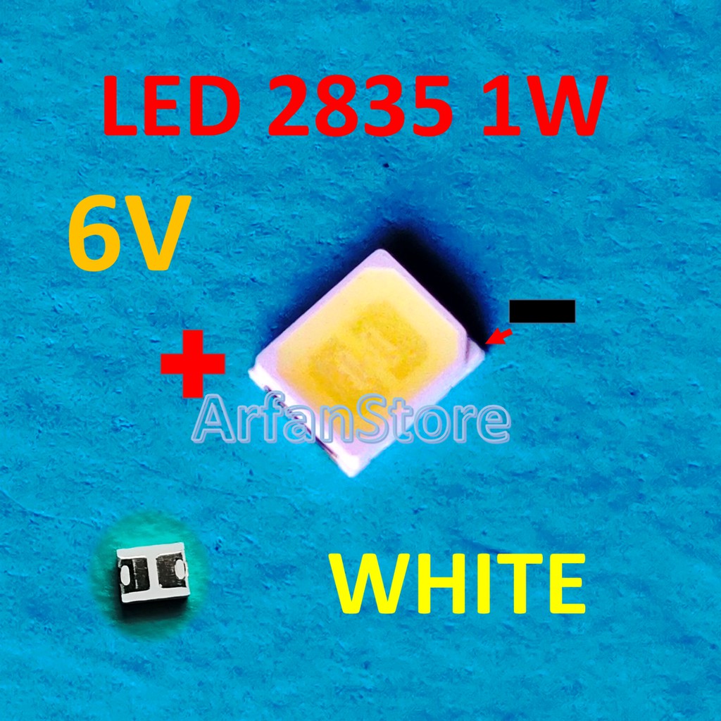 Led SMD 2835 6V 1W 150mA White Backlight TV LCD Lampu Putih PER 10PCS