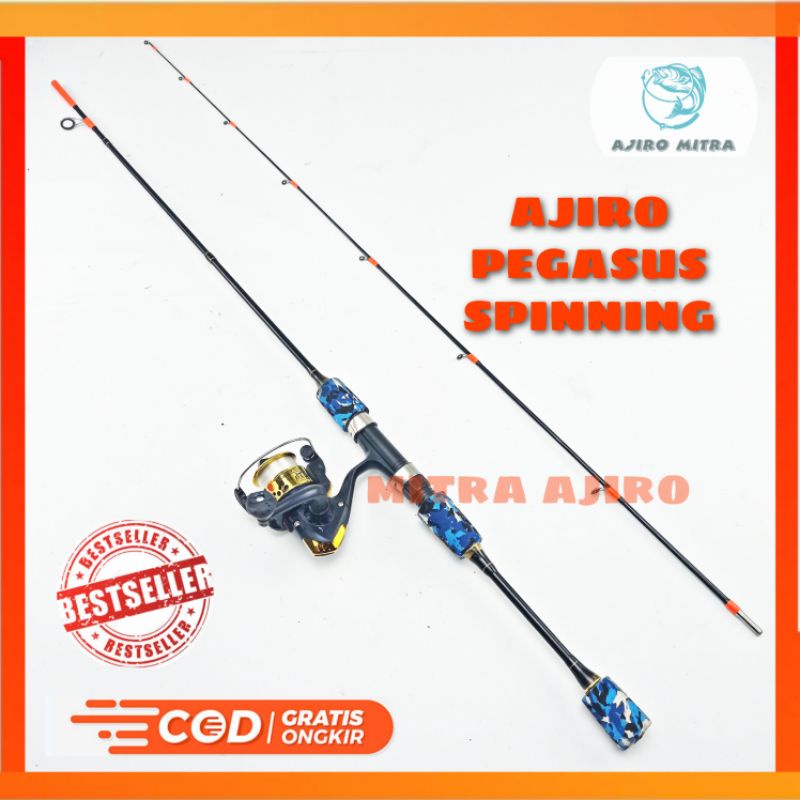 Satu Set Joran Pancing Kaku Fiber Solid Murah Kuat  Ajiro Spinning  Pegasus 100 120 135 150 165 180 
