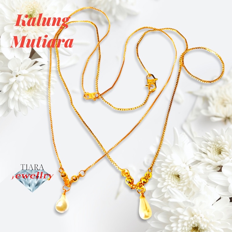 kalung mutiara lapis emas //kalung//mutiara//perhiasan lapis emas