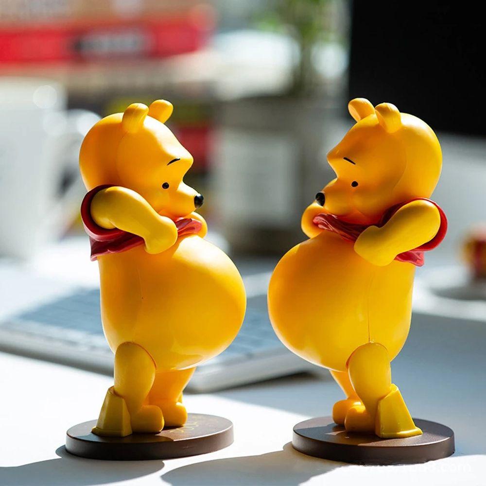 AUGUSTINA Koleksi Dekorasi Meja Winnie The Pooh Model Kreatif Ornamen Mobil Mainan Kartun Beruang Action Figure