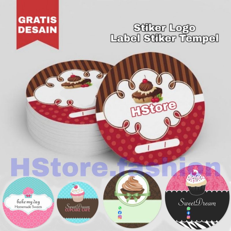 Stiker Logo Bulat Kue Dessert Label Home made