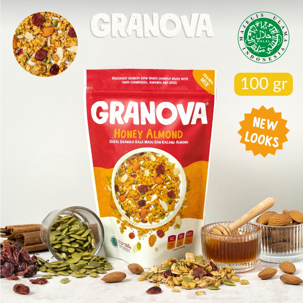 GRANOVA Granola 100g - Sereal Sarapan Sehat - Honey Almond / Chocolate Cranberry / Banana Nut / Berry White