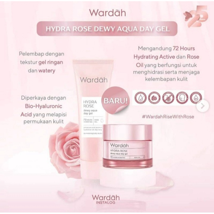 `ღ´ PHINKL `ღ´ ᘺᗩᖇᕲᗩᕼ  Wardah Hydrarose Series menghidrasi wajah  | Day gel Night gel Facial wash Toner Serum Stater Kit