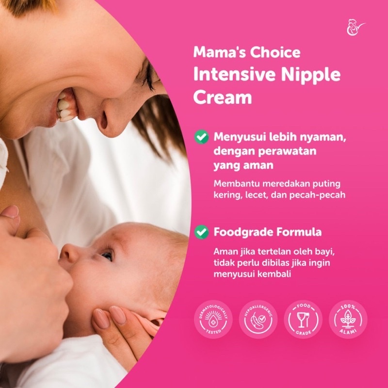 Mama's Choice Nipple Cream Krim Pelindung Puting Lecet Ibu Menyusui Aman Tertelan Tidak Perlu DiBilas Bahan Alami