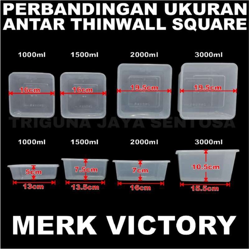 Thinwall SQ 1000ml Square Kotak Makanan Food Container Plastik Dus Semua Jasa Kirim