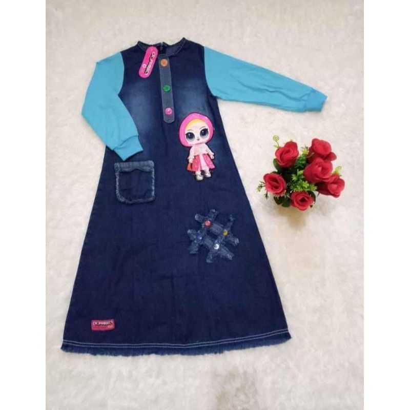 Gamis anak perempuan gamis levis baju muslim anak gambar LOL