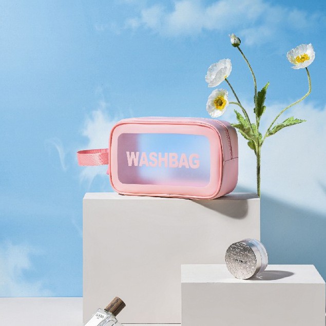 【Penebalan】Tas Kosmetik Washbag Toiletry- Pouch Make-Up Travel Transparan Waterproof Tas Sabun Peralatan Mandi Travel