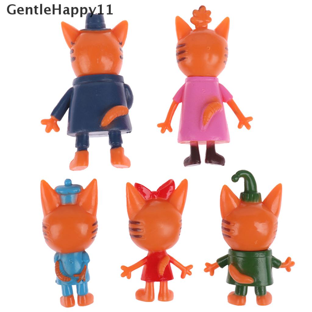 Gentlehappy 5x Three Little Kittens Action Figure Mainan Kartun Rusia Anime Mini Happy Cats