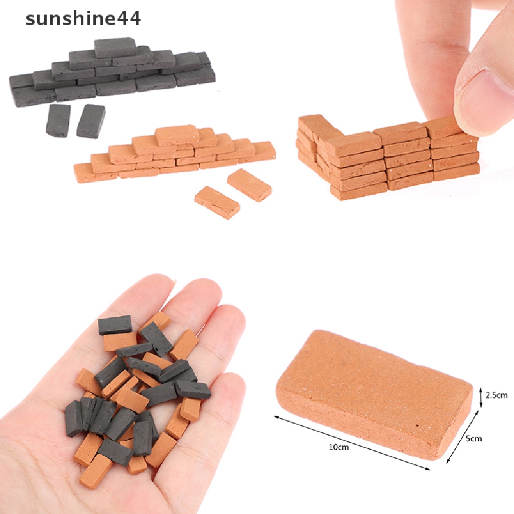 Sunshine 50Pcs / Set Mainan Miniatur Batu Bata Untuk Dekorasi Rumah Boneka DIY