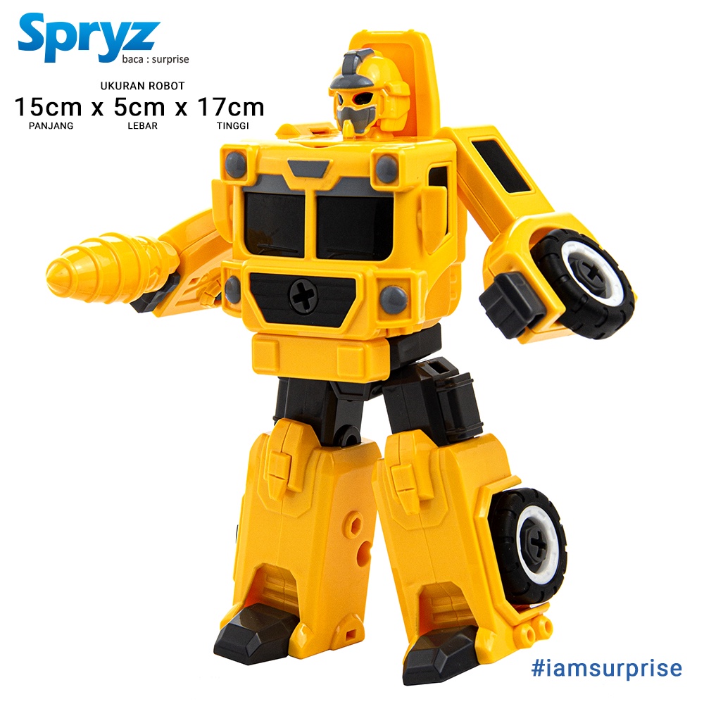 Spryz Revamp Robo Truck Yellow - Mainan Truk Robot Transformer DIY