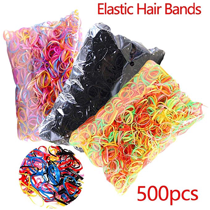 500Pcs / Kantong Karet Ikat Rambut Kecil Elastis