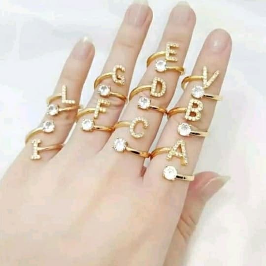 Cincin Huruf Gold / cincin alfabet / cincin huruf Xuping/ cincin inisial nama xuping