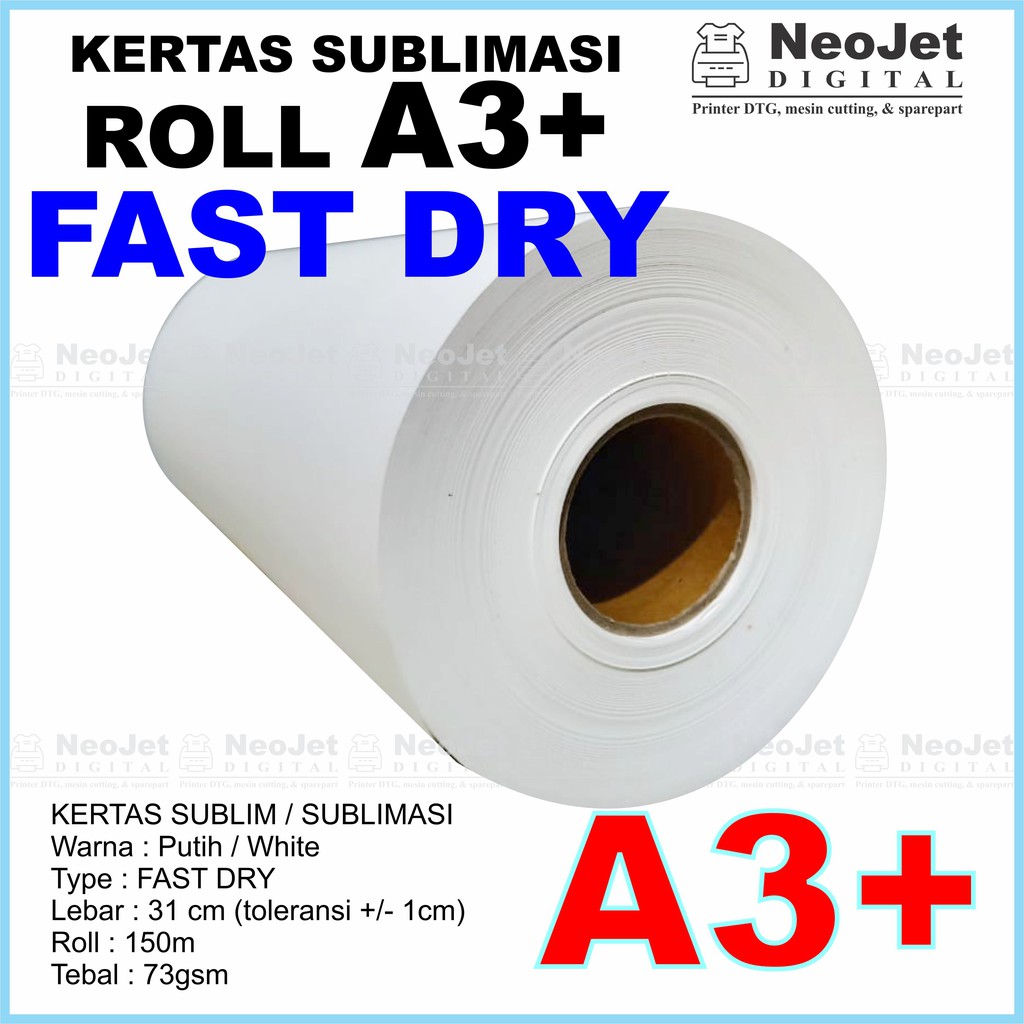 

Kertas Sublim FAST DRY Sublimasi FASTDRY Sublimation Paper Roll lebar 31 cm A3