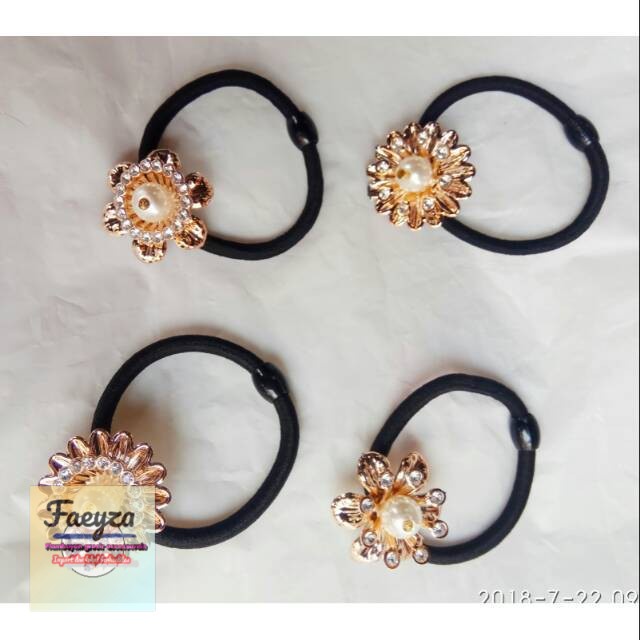 grosir  Ikat rambut Karet rambut mote permata isi 12 pcs