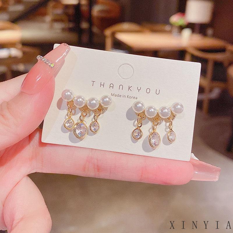 Anting S925 Silver Needle Model Rumbai Aksen Mutiara