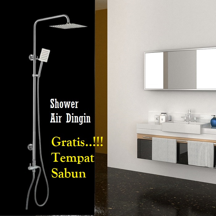 Shower Tiang Coulomn Set Kran Panas Dingin Black Hitam