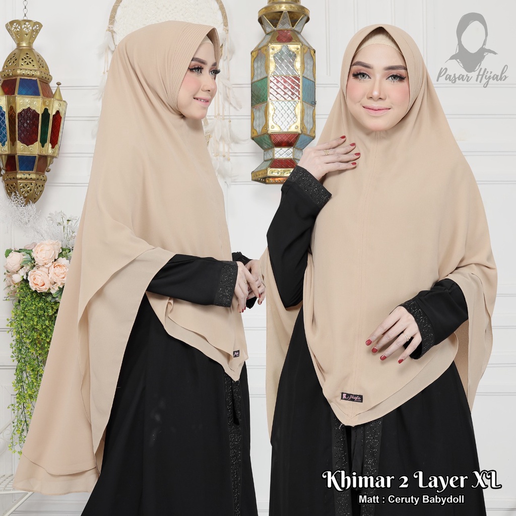 Khimar 2 Layer Size XL Ceruty Babydoll Original By Nayla Hijab Kerudung Ceruty Jumbo Pasar Hija'b