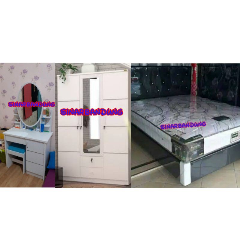 KAMAR SET SPRINGBED LEMARI PAKAIAN DAN MEJA RIAS [BANDUNG ONLY]