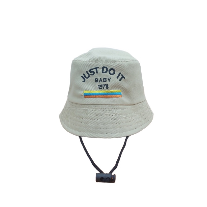 Bucket Hat Tali Anak Bordir Just Do It Usia 2-7 Tahun Laki Peremouan