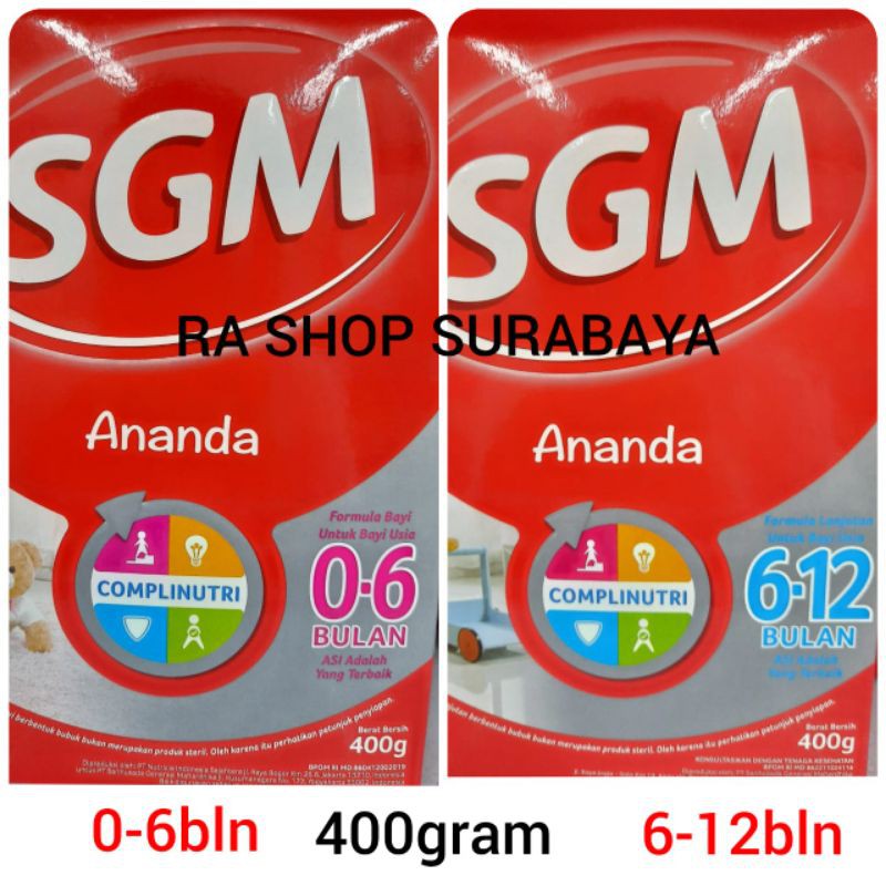 Susu SGM ananda 0-6bulan, 6-12bulan 400gr. SUSU SGM. SUSU anada SGM