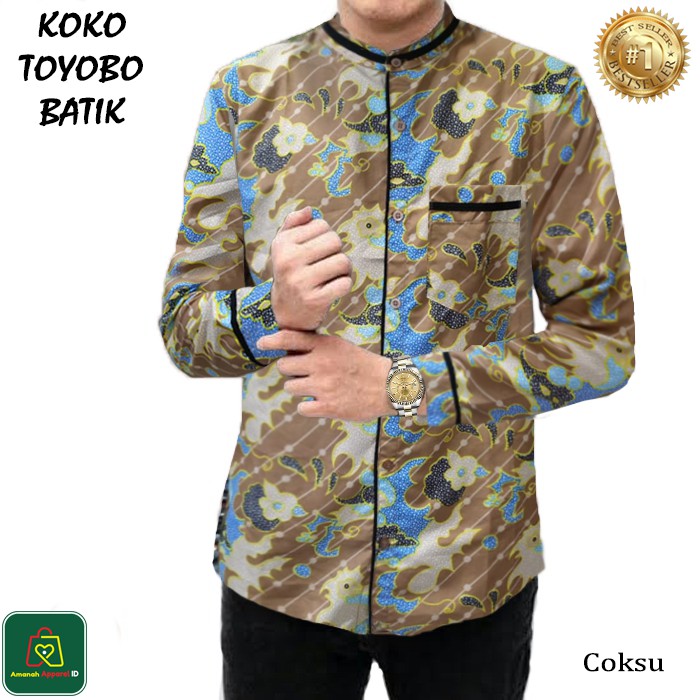 Baju Koko Pria Muslim TOYOBO BATIK Katun Premium Lengan Panjang M - XXL / 22845-22851