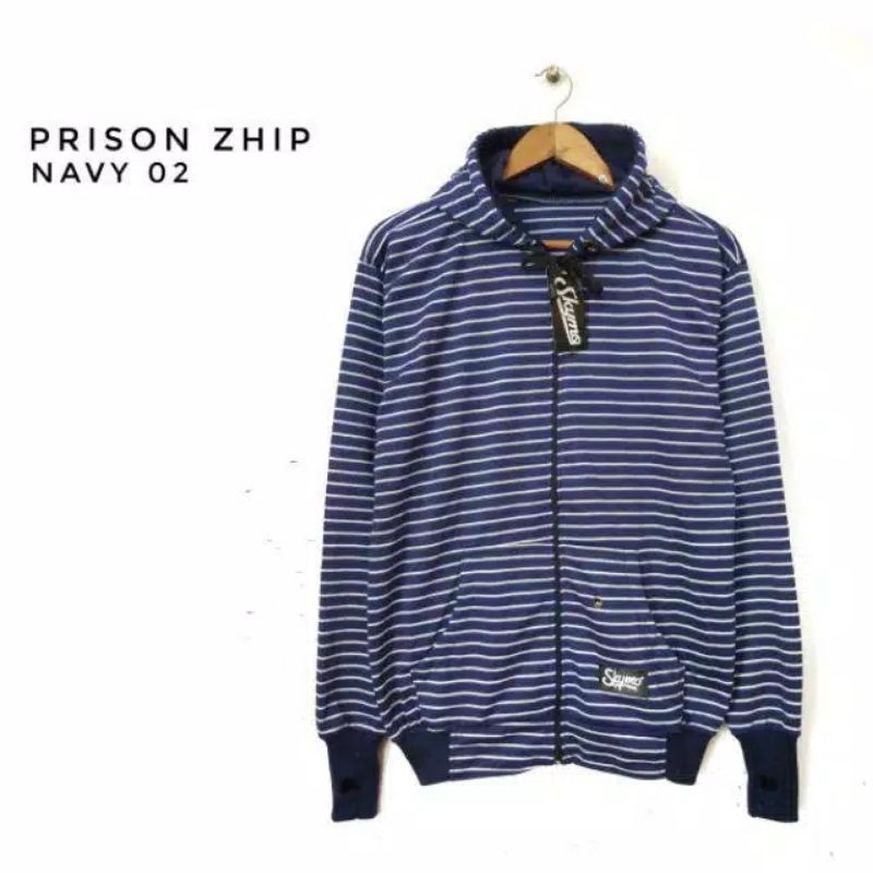 JAKET SALUR HOODIE  STRIP ZHIPER  GARIS BELANG RESLETING COTTON FLECCE L-XL-NAVY 01