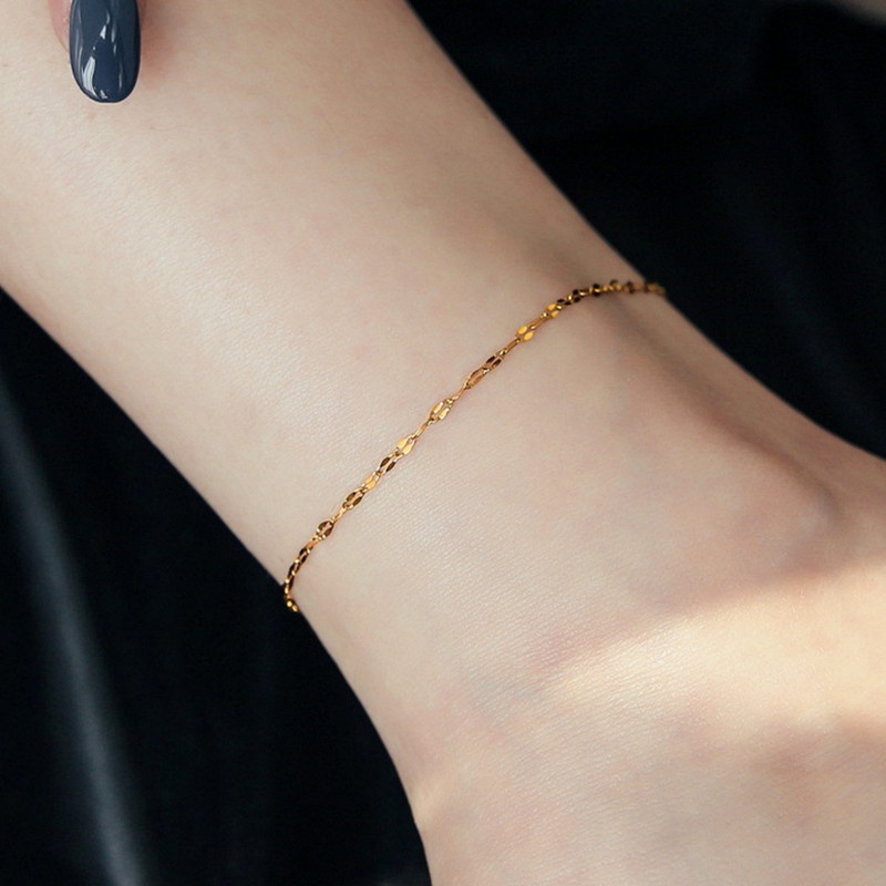 Gelang Kaki Titanium Anti Karat Riak Air Lapis Emas 18k Minimalis Korea Aksesoris Wanita