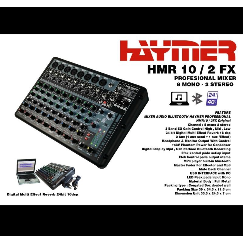 mixer Haymer HMR 10/2 fx. USB.bluetooth.Mp3