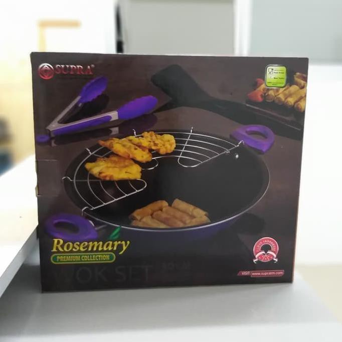 Supra Rosemary Non Stick Wok Set / Wajan Penggorengan Ayam [30 cm]