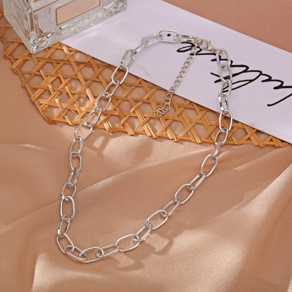 Kalung Choker Rantai Bentuk Geometris Kasar Warna-Warni Gaya Punk Boho Untuk Wanita