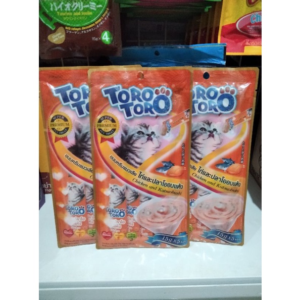 Snack Kucing Toro Toro Liquid 4pcs(chiken &amp; katsuoboshi)