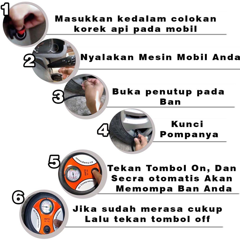PRABOT DAPUR    Air Compressor Portable Mini - Pompa Ban Mini / Pompa Ban Mobil Portable / Pompa