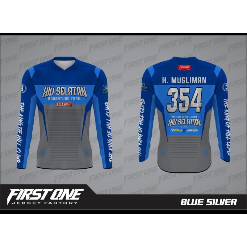 Blue Silver T-shirt Kaos Jersey Lengan Panjang Hiu Selatan Trail Adventure The King Of Hill Climb