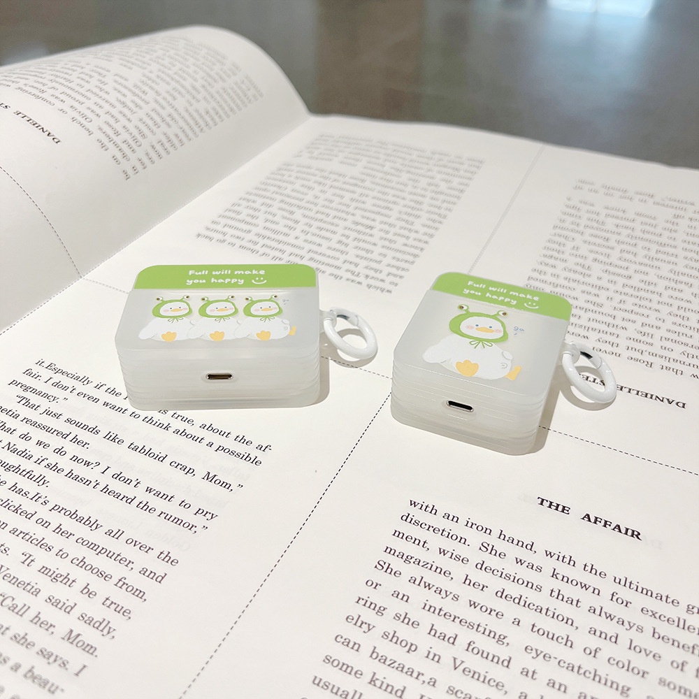 Casing Silikon Motif Kartun Bebek / Katak / Topi Untuk Simpan Earphone Wireless Bluetooth Apple Airpods 1 / 2 / 3pro / 3