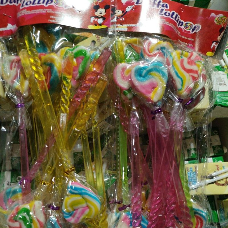 Lolipop bulat dan lollipop pita love gulir roll warna warni isi 20 pcs
