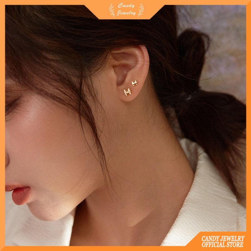 Anting Stud Bahan Logam S925 Warna Permen Gaya Korea Untuk Wanita