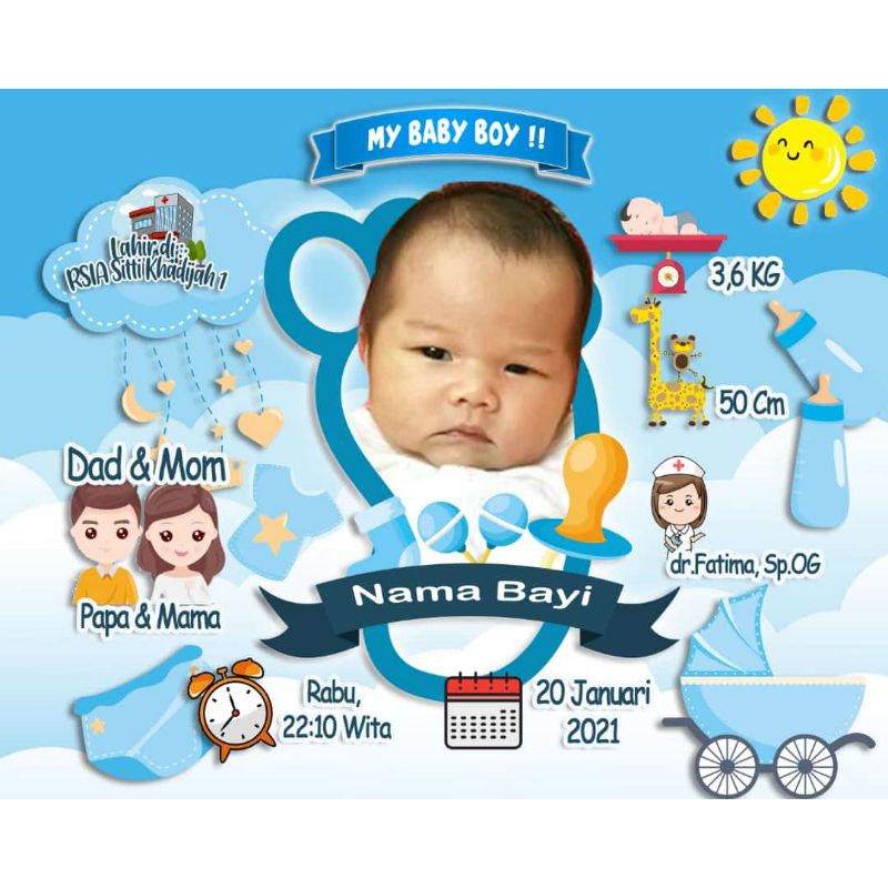 Biodata bayi tema biru (edit & soft file)